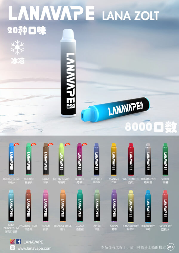 【LANA抛棄式8000口】可充電 油容量巨大❤️‍🔥 LANA ZOLT抛棄式8000口一次性  限時活動 {滿十送一}